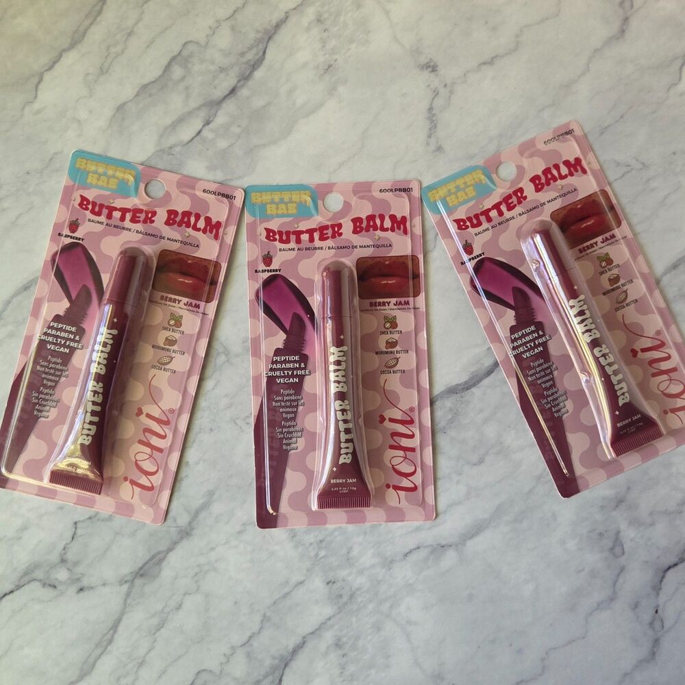 IONI Butter Balm Berry Jam Lip Balm 3 Pack Peptide Vegan NEW